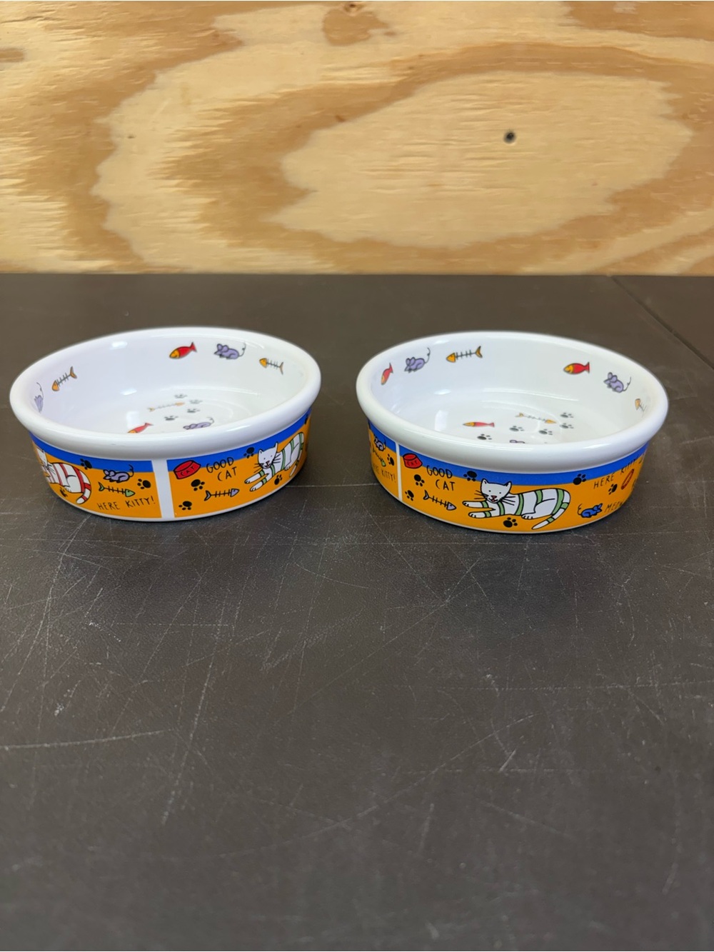 Signature White Stoneware Pet Bowl with Black Logo